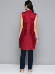 Women Geometric Embroidered Mirror Work Kurta-JOK