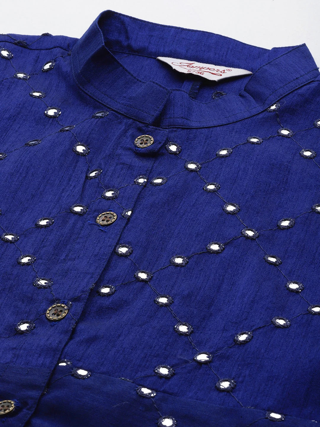 Geometric Embroidered Indian Kurtis with Mirror Work for Women