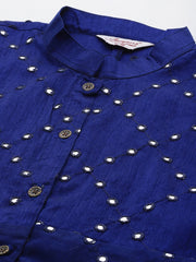 Women Geometric Embroidered Mirror Styled Work Kurta