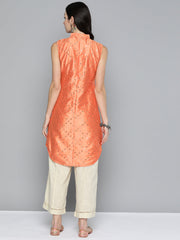 Women Geometric Embroidered Mirror Solid Work Kurta