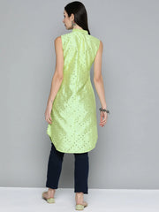 Women Geometric Embroidered Mirror Work Kurta