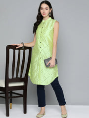 Women Geometric Embroidered Mirror Work Kurta
