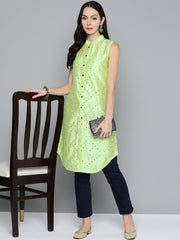 Women Geometric Embroidered Mirror Work Kurta