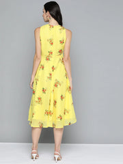 Floral Print Georgette A-Line Midi Dress-Styled