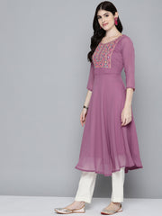 Embroidered yok flaired styled gorgette kurta