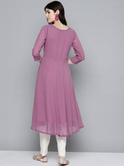 Embroidered yok flaired styled gorgette kurta
