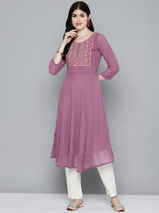 Embroidered yok flaired styled gorgette kurta