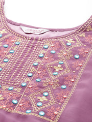 Embroidered yok flaired styled gorgette kurta