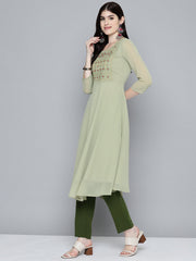 Embroidered yok flaired gorgette Quality kurta