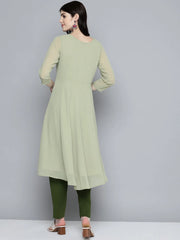 Embroidered yok flaired gorgette Quality kurta