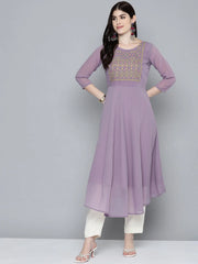 Embroidered flaired gorgette kurta