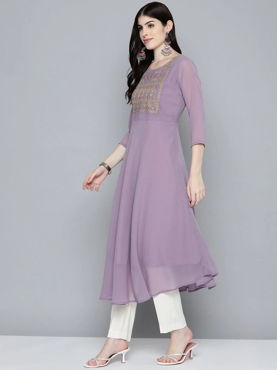 Embroidered Flared Indian Kurta - Shop Stylish Kurtas Online