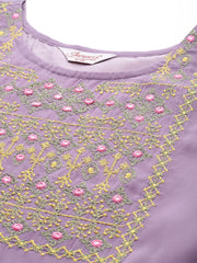 Embroidered flaired gorgette kurta