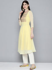 Embroidered yok flaired gorgette kurta