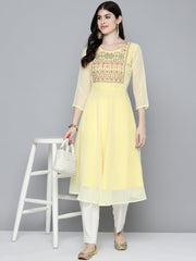 Embroidered yok flaired gorgette kurta