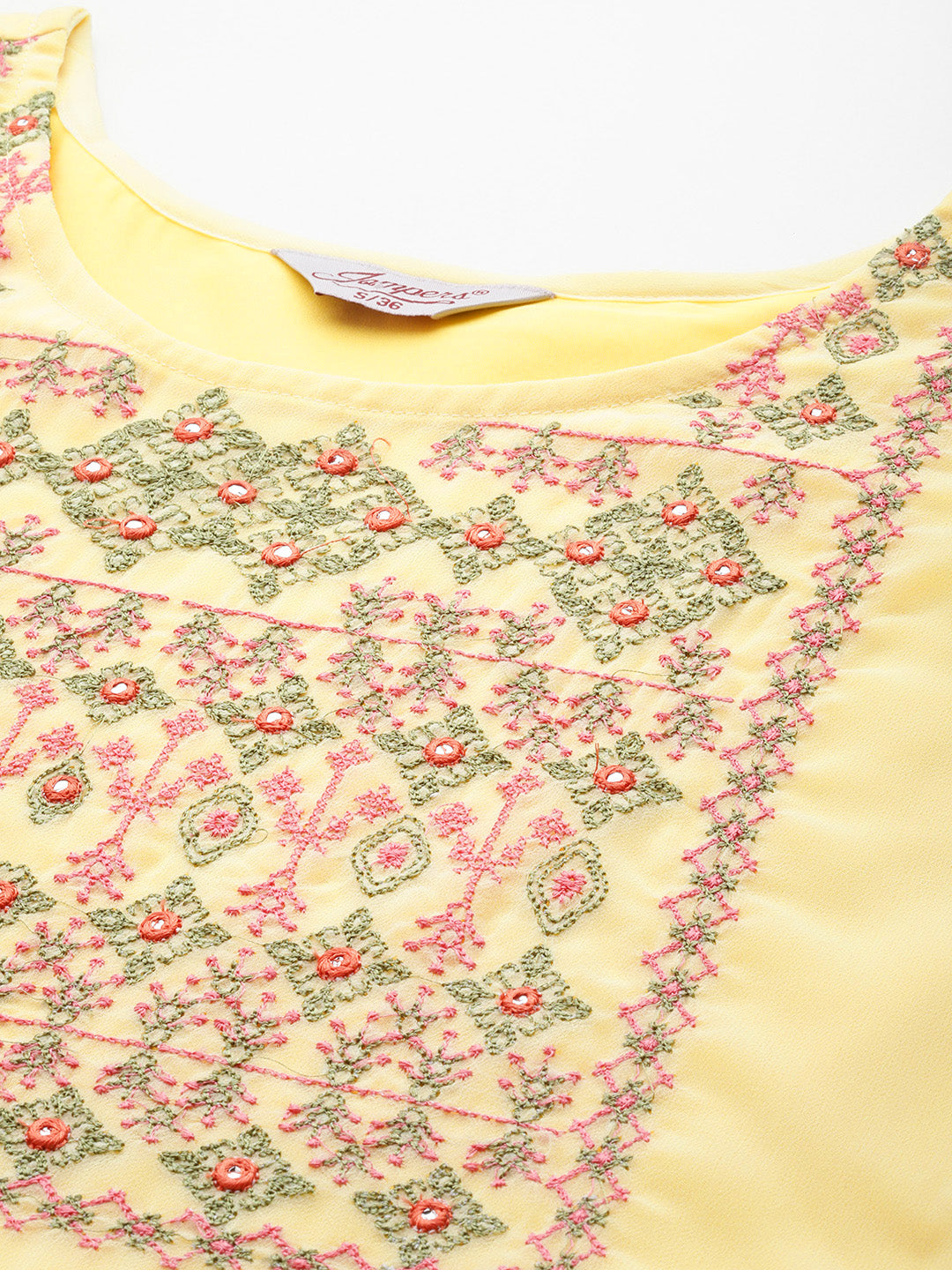 Embroidered Yoke Flared Georgette Indian Kurta for Women