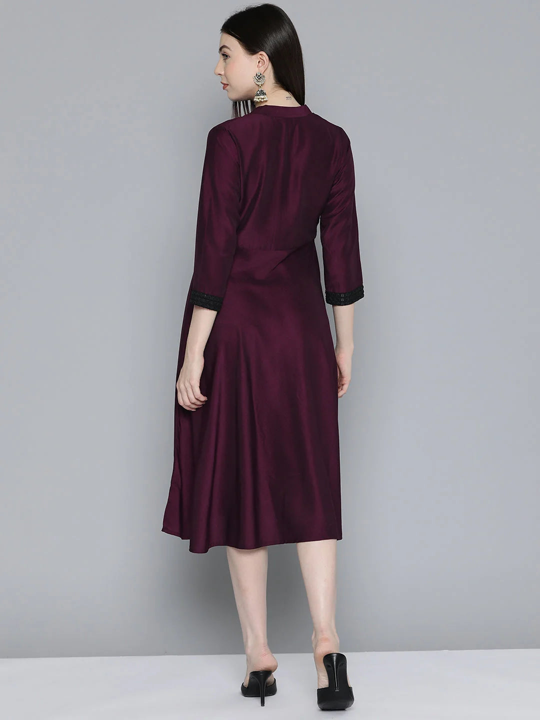 Wine Sequin Ethnic Dress | Women's Western Wear Collection