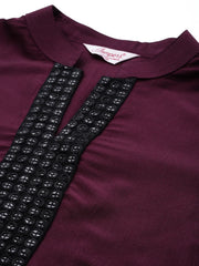 Sequin work, flared ethnic dress ( JOK 1536 Wine )