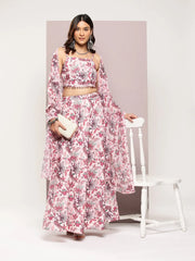 Crystal Beads Work Printed Lehenga choli with dupatta-JOLC-D-1701