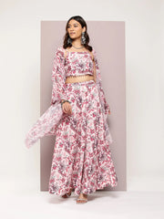 Crystal Beads Work Printed Lehenga choli with dupatta-JOLC-D-1701