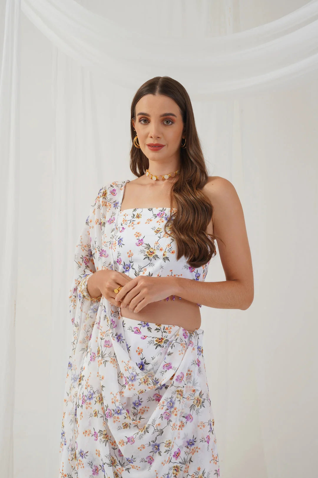 White Printed Lehenga Choli for Women | Designer Lehenga