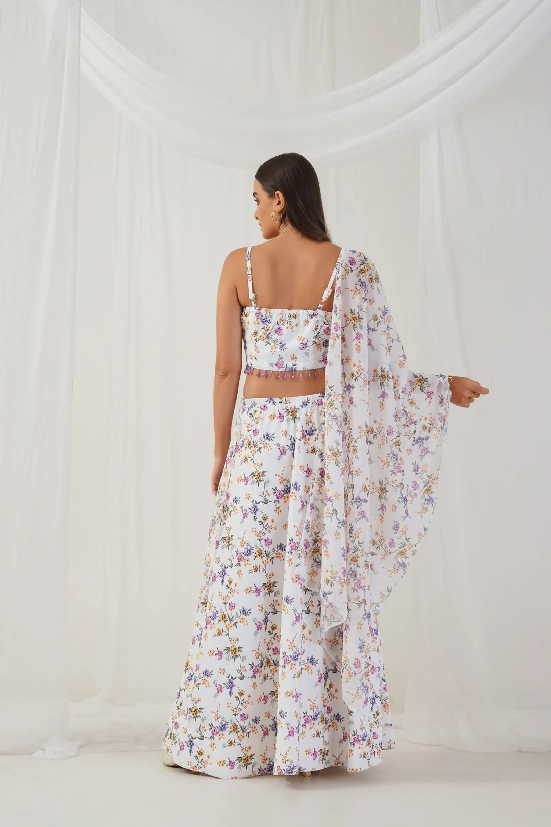 White Printed Lehenga Choli for Women | Designer Lehenga