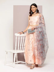 Mirror Work Lehenga Choli With printed Organza dupatta-JOLS-D34W