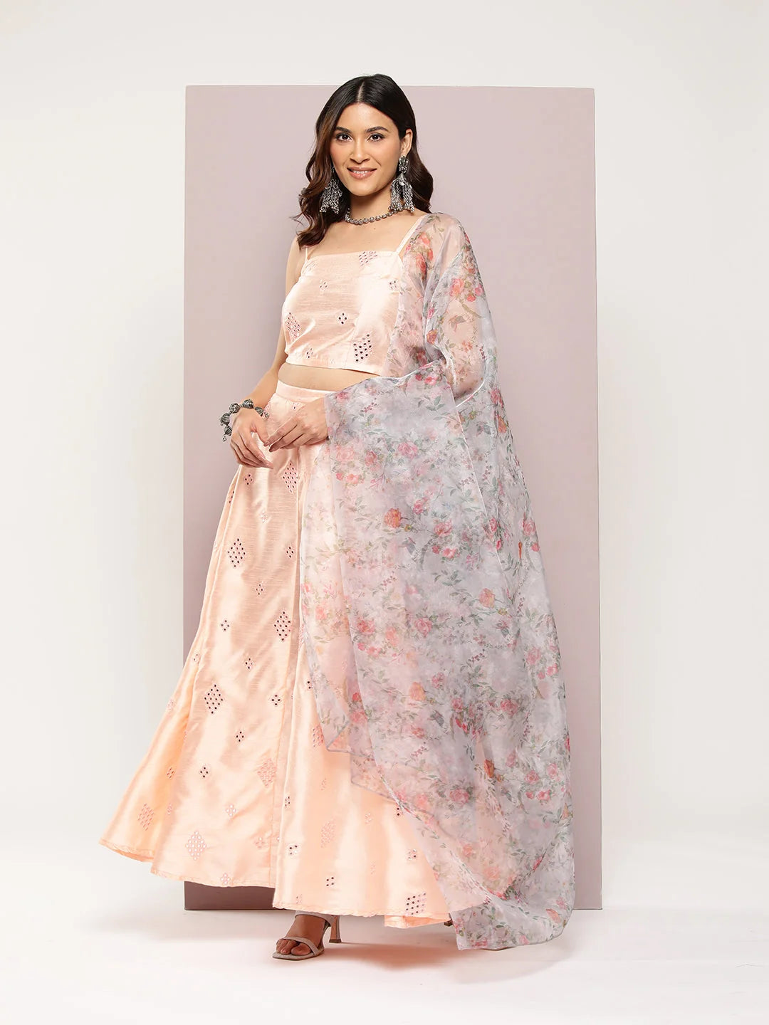 Mirror Work Lehenga Choli - Cotton Lehenga for Women | JOLS-D34W