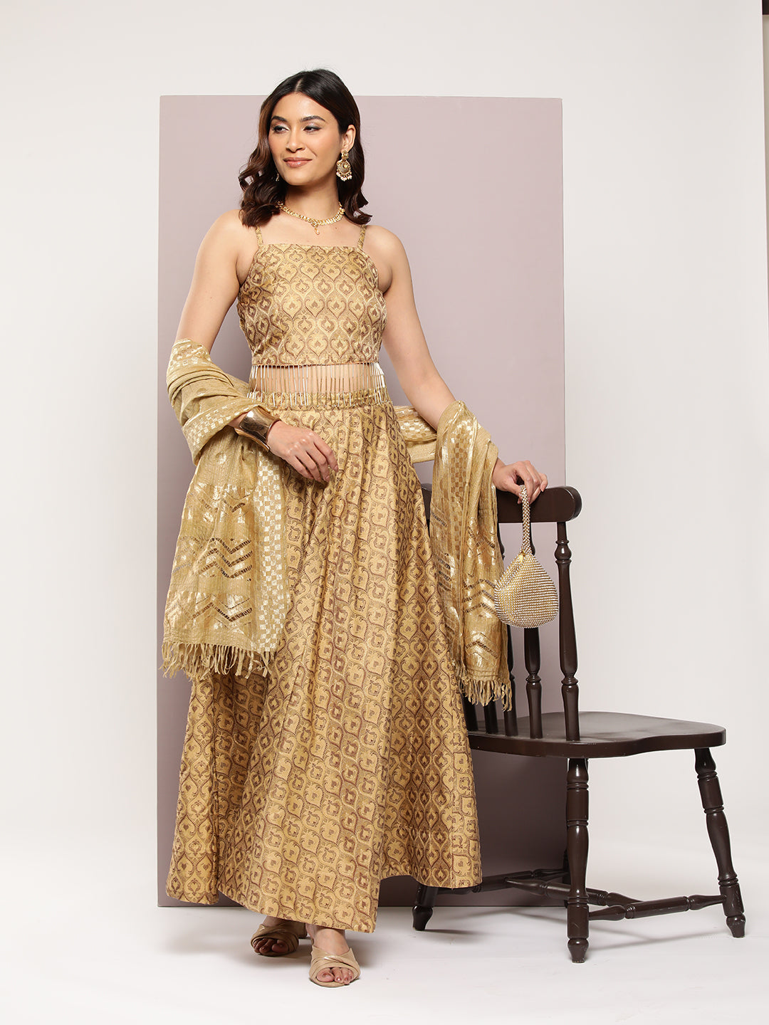 Cutdana Lehenga Choli: Cotton Jacquard Lehenga for Women