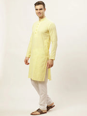 Men's Yellow Embroidered Kurta Payjama Sets