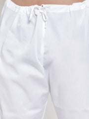 Men's Lit White Solid Kurta with Pyjamas & Blue Nehru Jacket