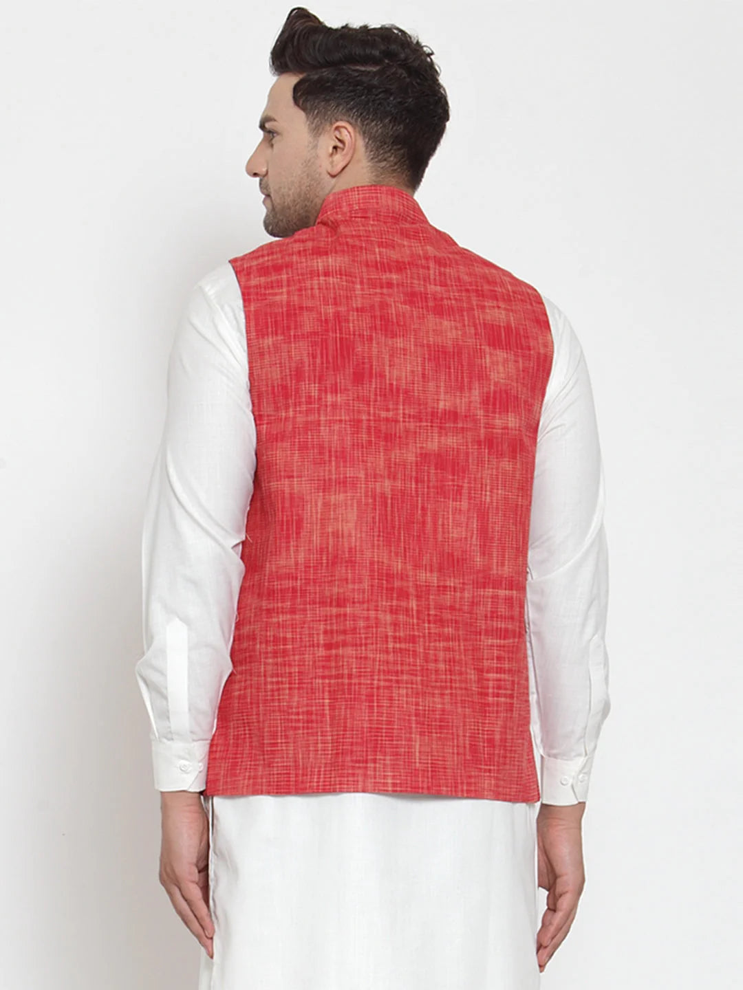Dark Red Cotton Nehru Jacket - Men's Ethnic Wear