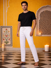 Men Pack of 2 Solid Cotton Pyjamas ( JOPJ 002White-Black Pack-2 )