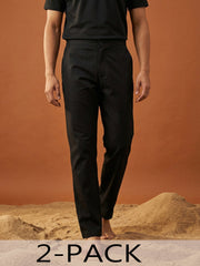 Men Pure Cotton Pyjama Pack of 2 ( JOPJ 005Black Pack-2 )