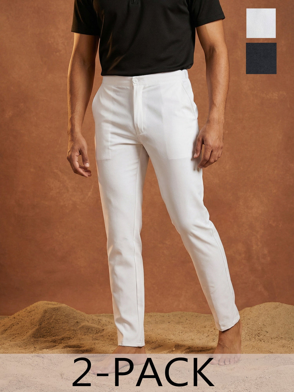 Men Pure Cotton Pyjama Pack of 2 ( JOPJ 005White-Black Pack-2 )