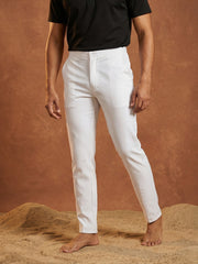 Solid Cotton Pyjama For Men ( JOPJ 005White )