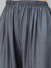 Women Grey Straight Elasticated Palazzo ( JOPL 2121 Grey )