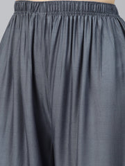 Women Grey Straight Elasticated Palazzo ( JOPL 2121 Grey )