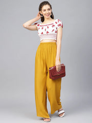 Women Mustard Straight Elasticated Palazzo ( JOPL 2121 Mustard )