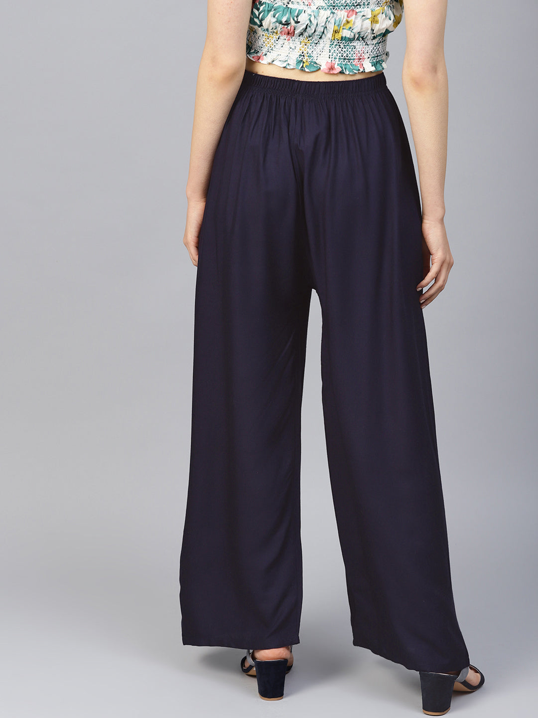 Navy Palazzo Pants for Women - High Waisted & Wide Leg Style
