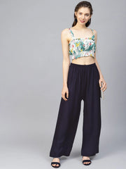 Women Navy Blue Straight Elasticated Palazzo ( JOPL 2121 Navy )