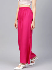 Women Pink Straight Elasticated Palazzo ( JOPL 2121 Pink )