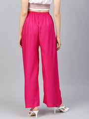 Women Pink Straight Elasticated Palazzo ( JOPL 2121 Pink )