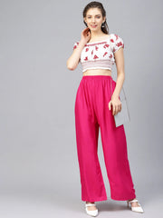 Women Pink Straight Elasticated Palazzo ( JOPL 2121 Pink )