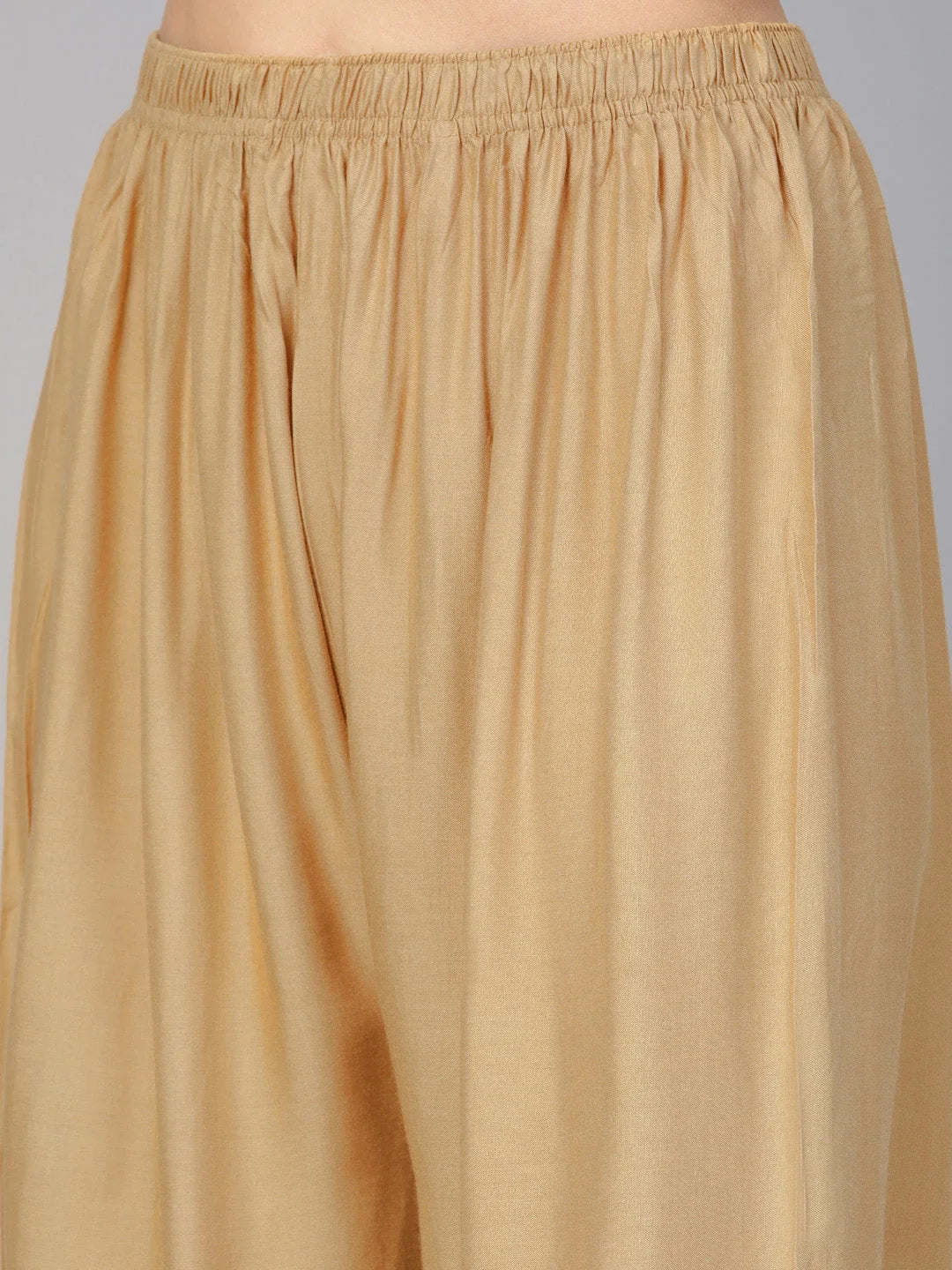 Beige Palazzo Pants for Women - High Waisted Rayon Trousers