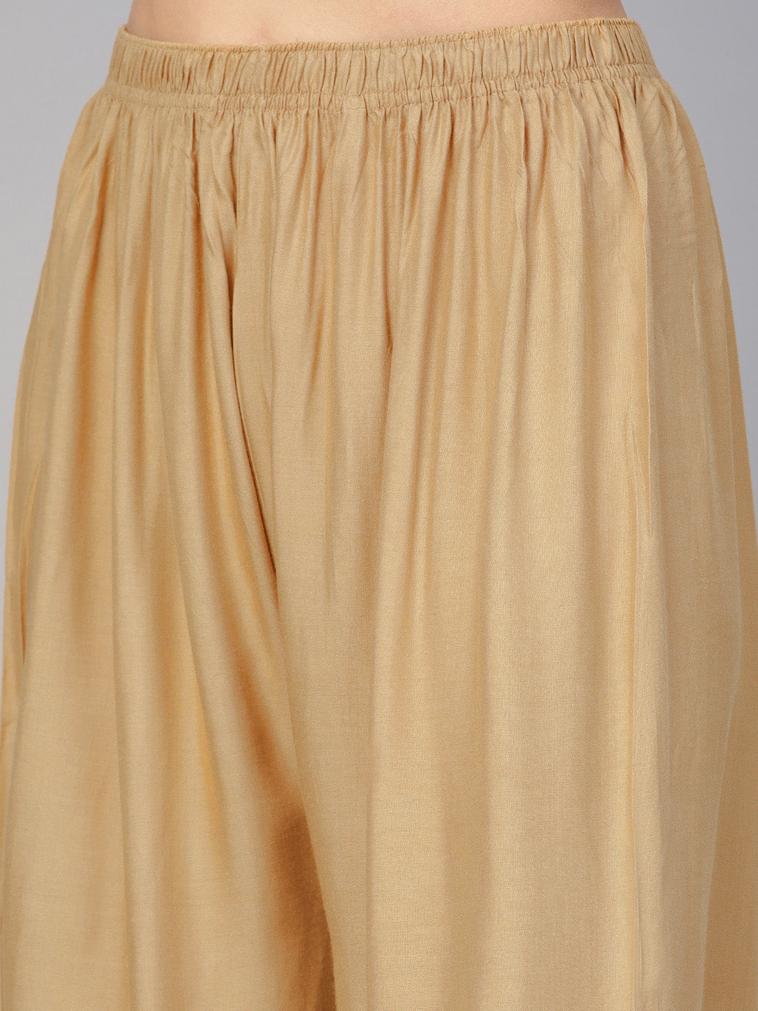 Beige Palazzo Pants for Women - High Waisted Rayon Trousers