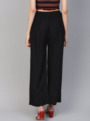 Women Black Straight Elasticated Palazzo ( JOPL 2121 Black )