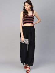 Women Black Straight Elasticated Palazzo ( JOPL 2121 Black )