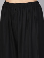 Women Black Straight Elasticated Palazzo ( JOPL 2121 Black )