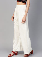 Women off-White Straight Elasticated Palazzo ( JOPL 2121 Off-White )